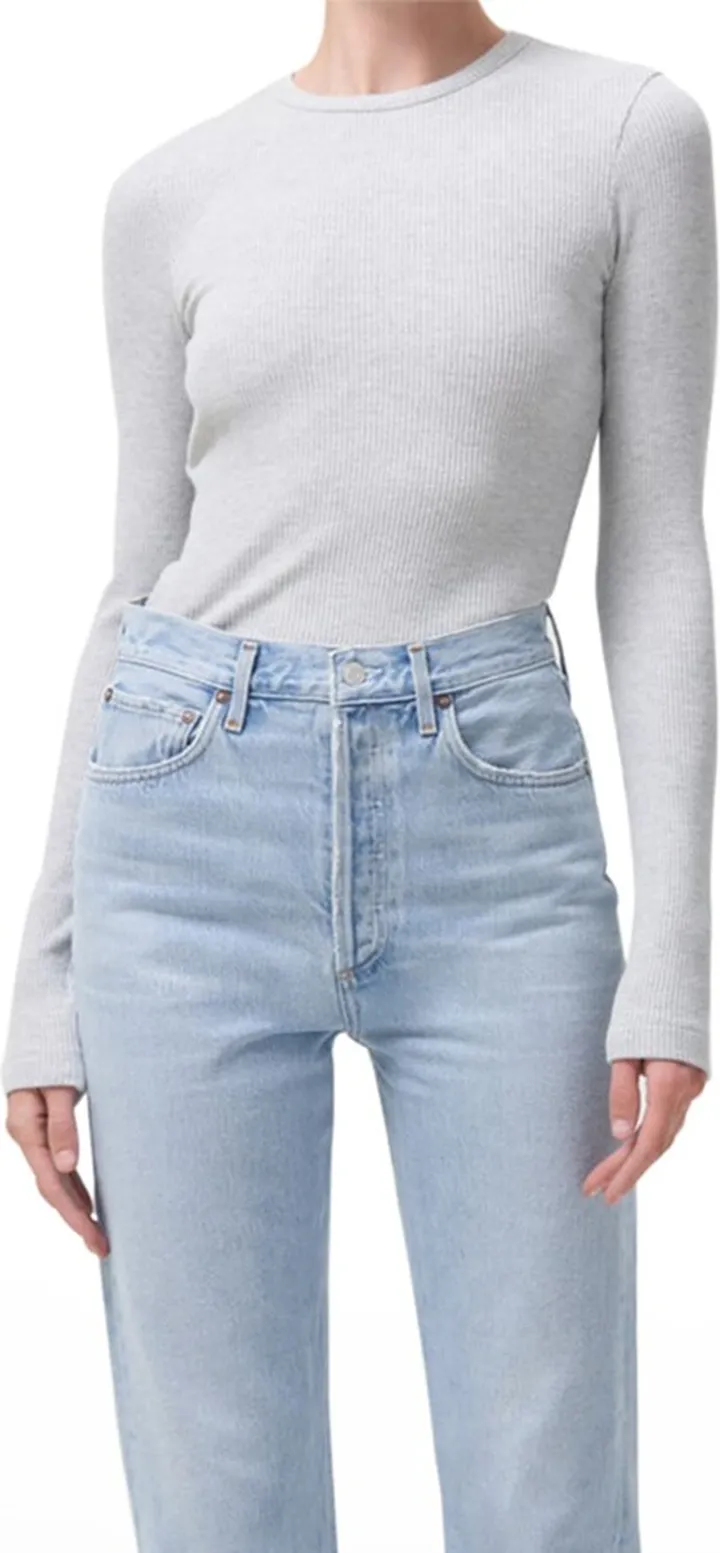 Alma Long-Sleeve Ribbed-Knit Tee