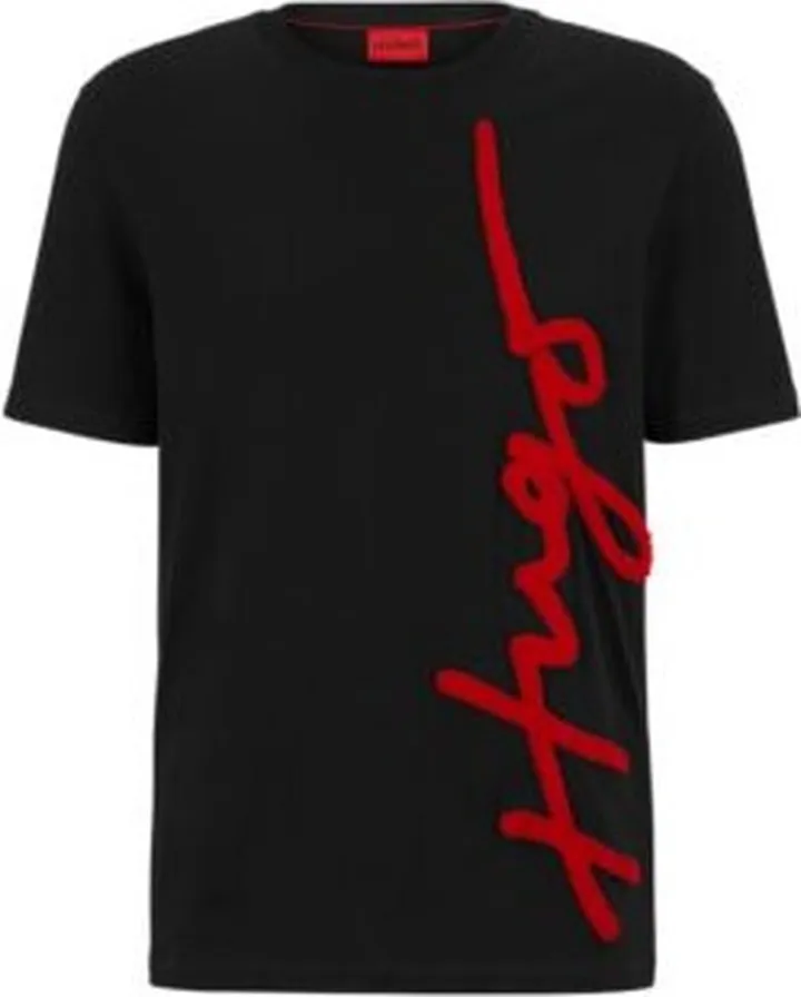 Cotton T-shirt with oversize logo embroidery
