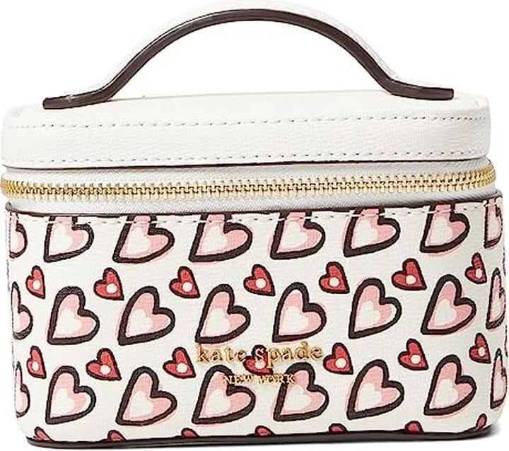 Kate Spade New York Morgan Valentines Heart Print Jewelry Case (Cream Multi) Handbags