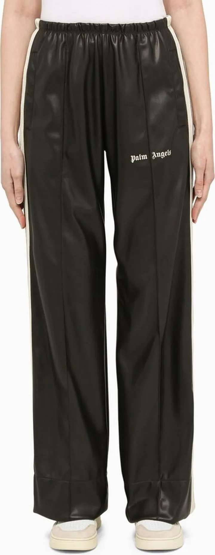 Black Faux Leather Jogging Trousers