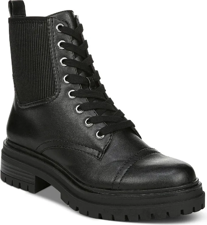 Giovanny Womens Faux Leather Lug Sole Combat Boots