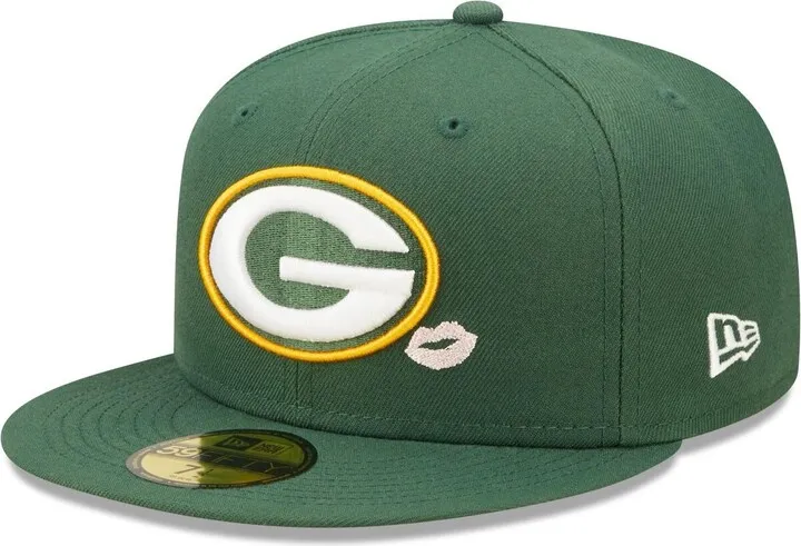 Men's New Era Green Green Bay Packers Lips 59Fifty Fitted Hat