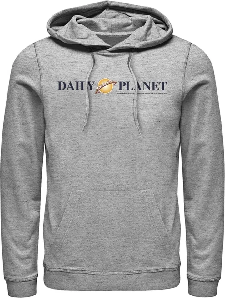 Men's Superman Daily Planet Logo Pull Over Hoodie - Athletic Heather - 2X Large