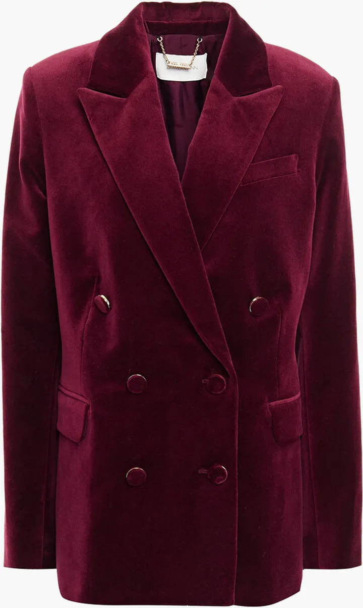 Double-breasted cotton-velvet blazer