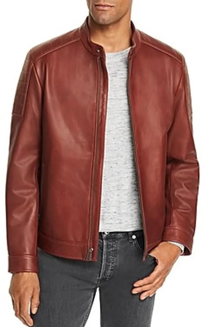 Cole Haan Leather Racer Jacket