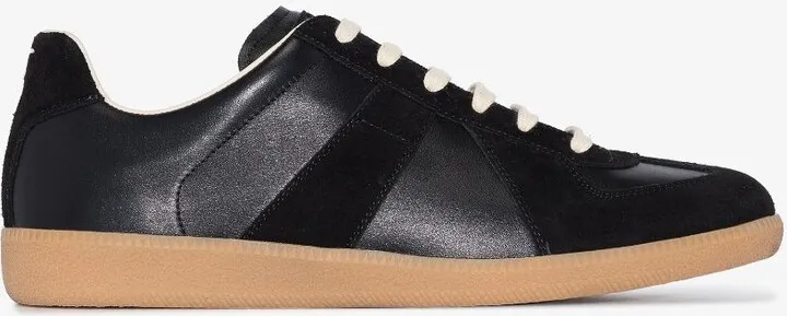 Black Replica Leather Sneakers