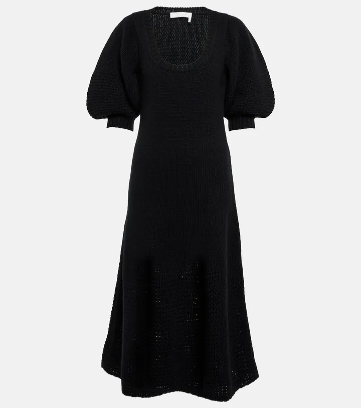 Wool and cashmere knit midi dress