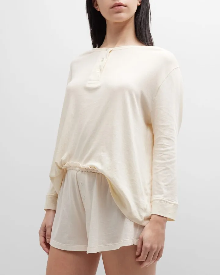 The Crop Jersey Henley Pajama Top