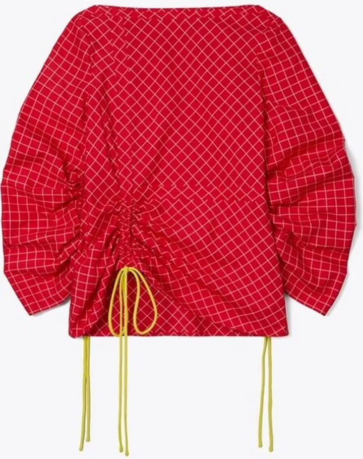 Windowpane Silk Tunic Top