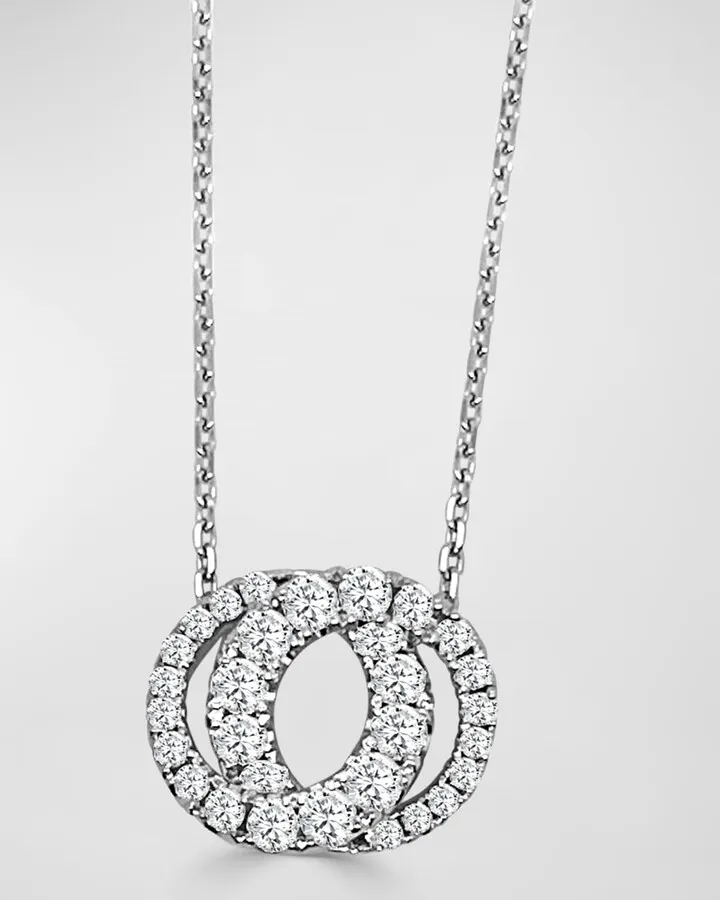 18K White Gold Small Love Halo All Diamond Hidden Bale Pendant Necklace