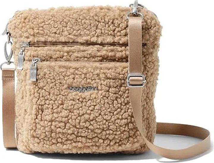 Baggallini Modern Pocket Crossbody (Taupe Faux Shearling) Cross Body Handbags
