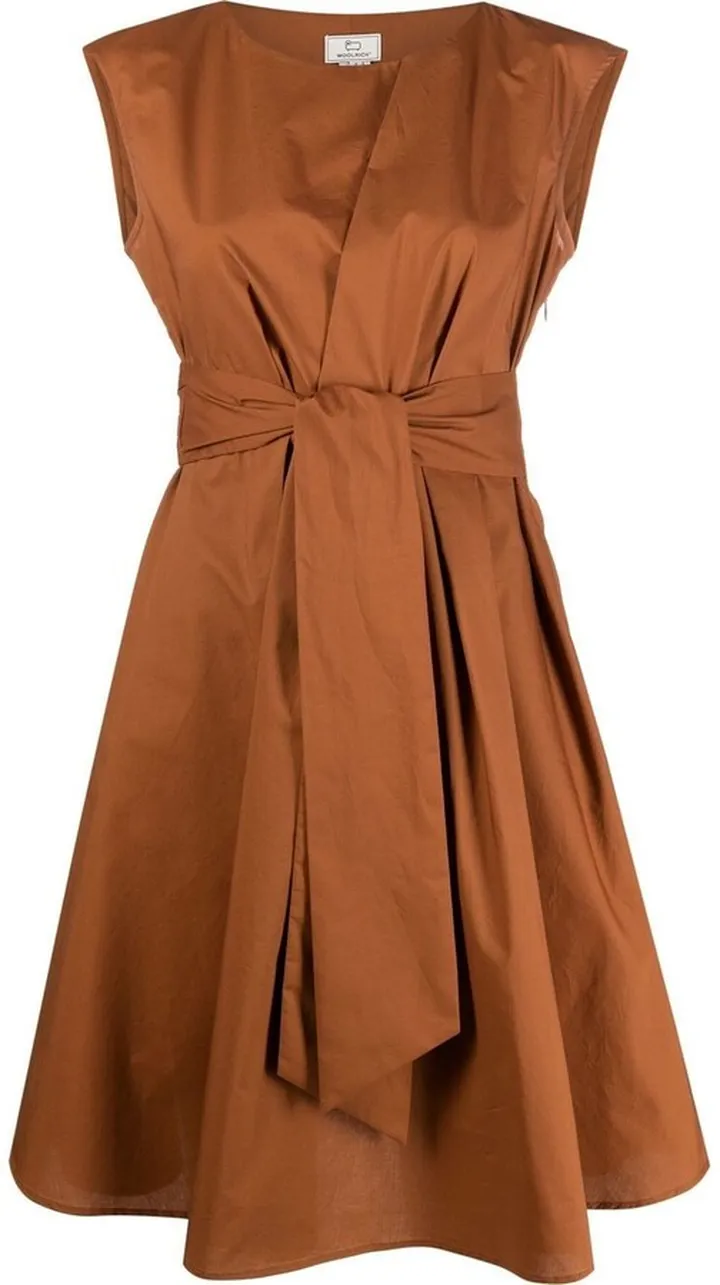 waist-tie A-line dress