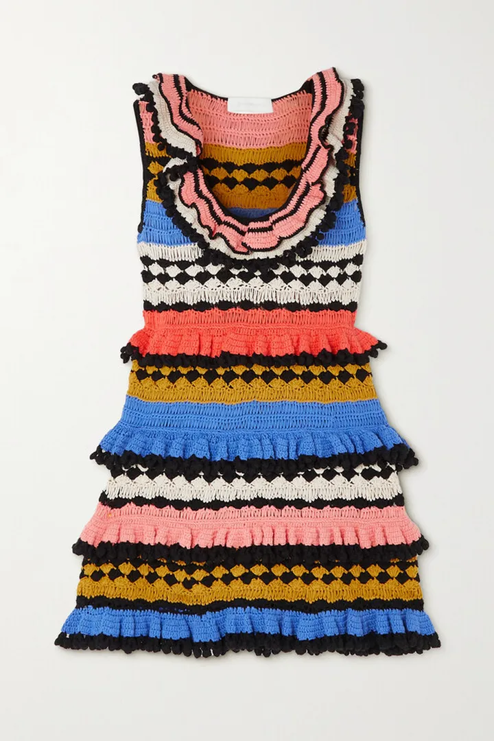 Zimmermann - Tiggy Frill Crochet-knit Cotton Mini Dress - Red