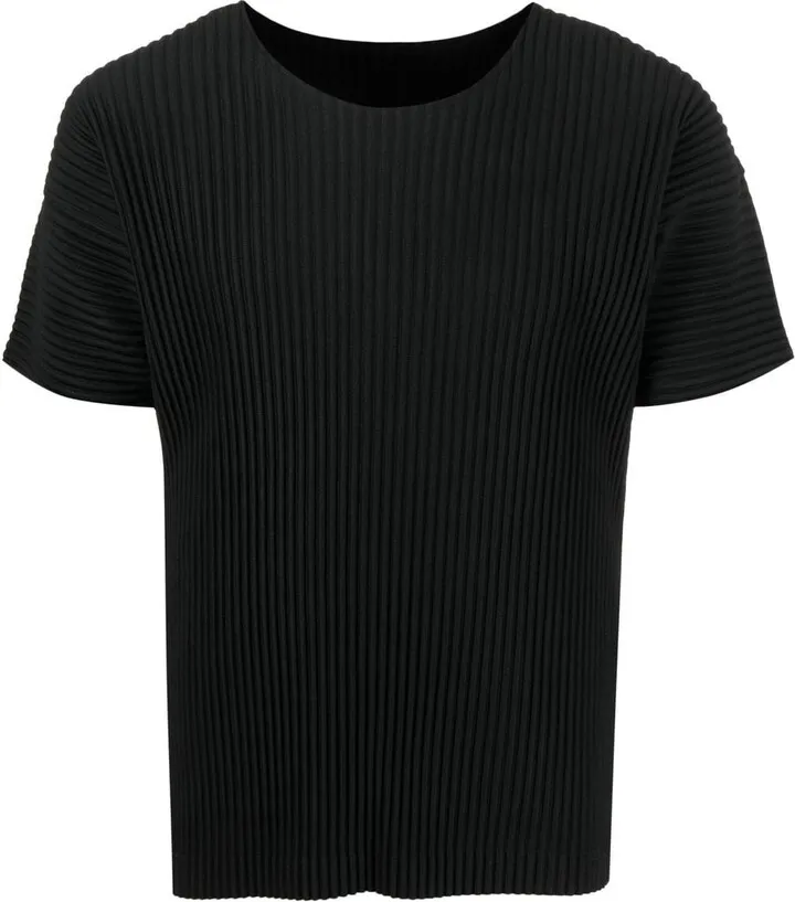 plisse crew-neck T-shirt
