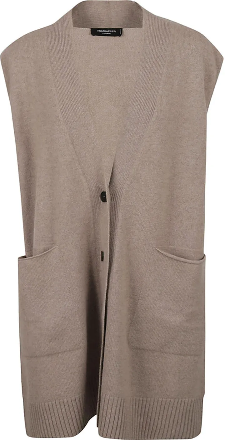 V-neck Mid-length Gilet