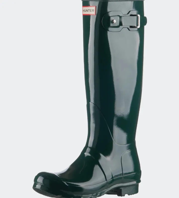 Hunter Womens Original Tall Gloss Rain Boots Size 5 - Hunter Green