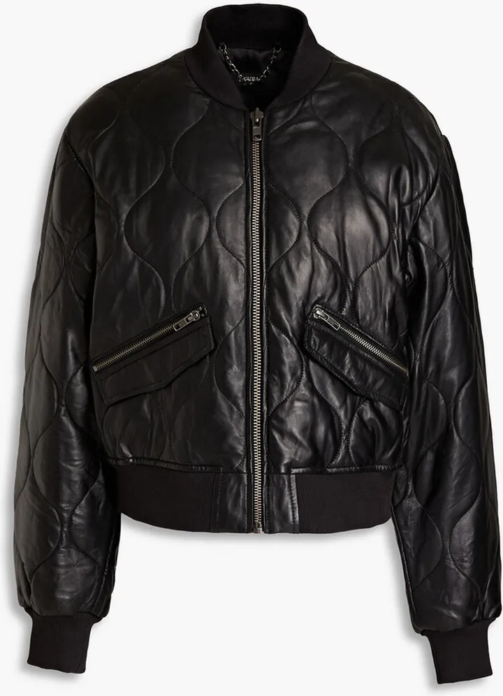 Quilted leather bomber jacket