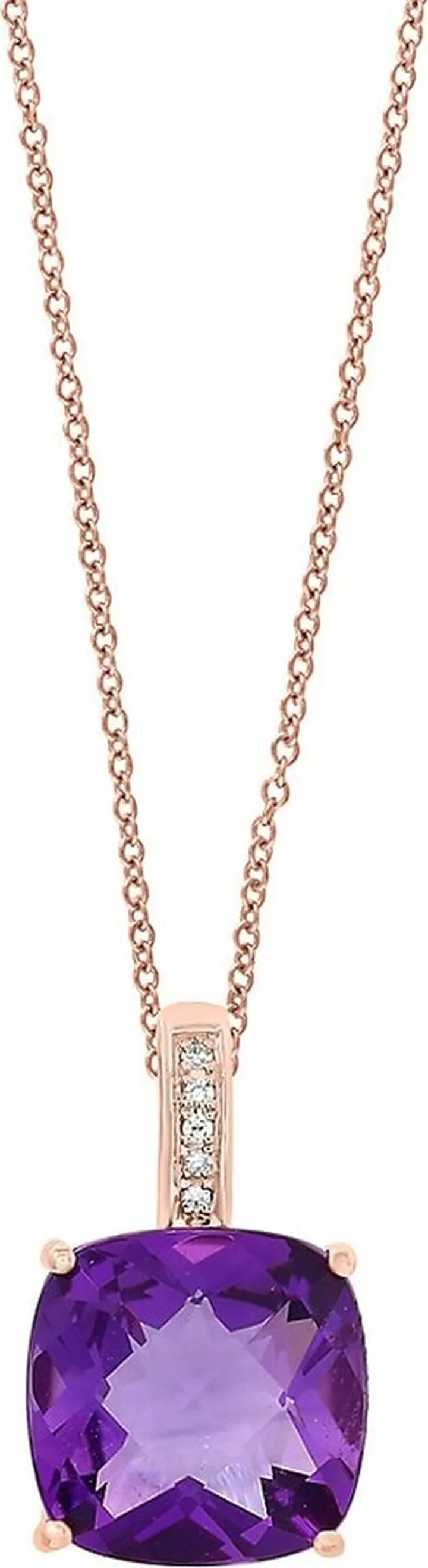 February Amethyst & Diamond 14K Rose Gold Pendant Necklace