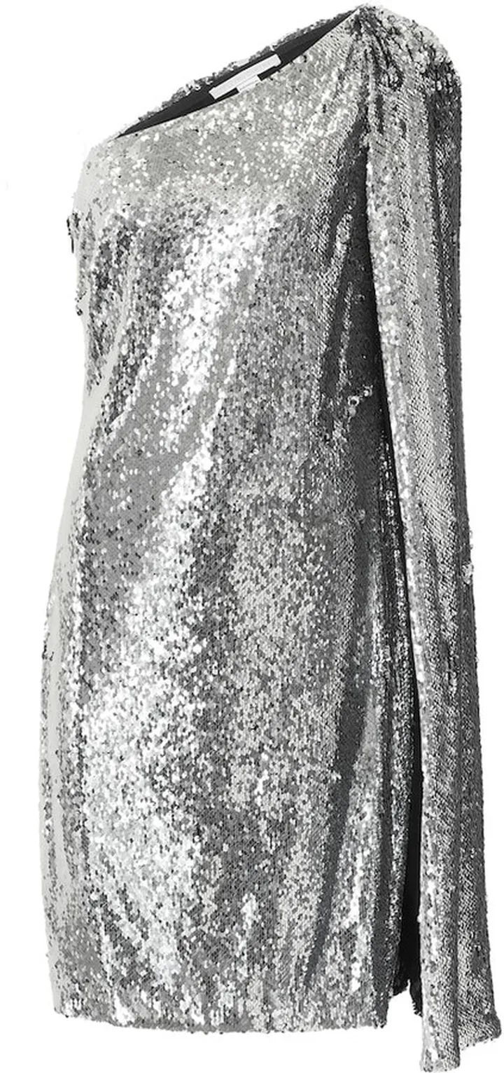 One-shoulder sequined minidress