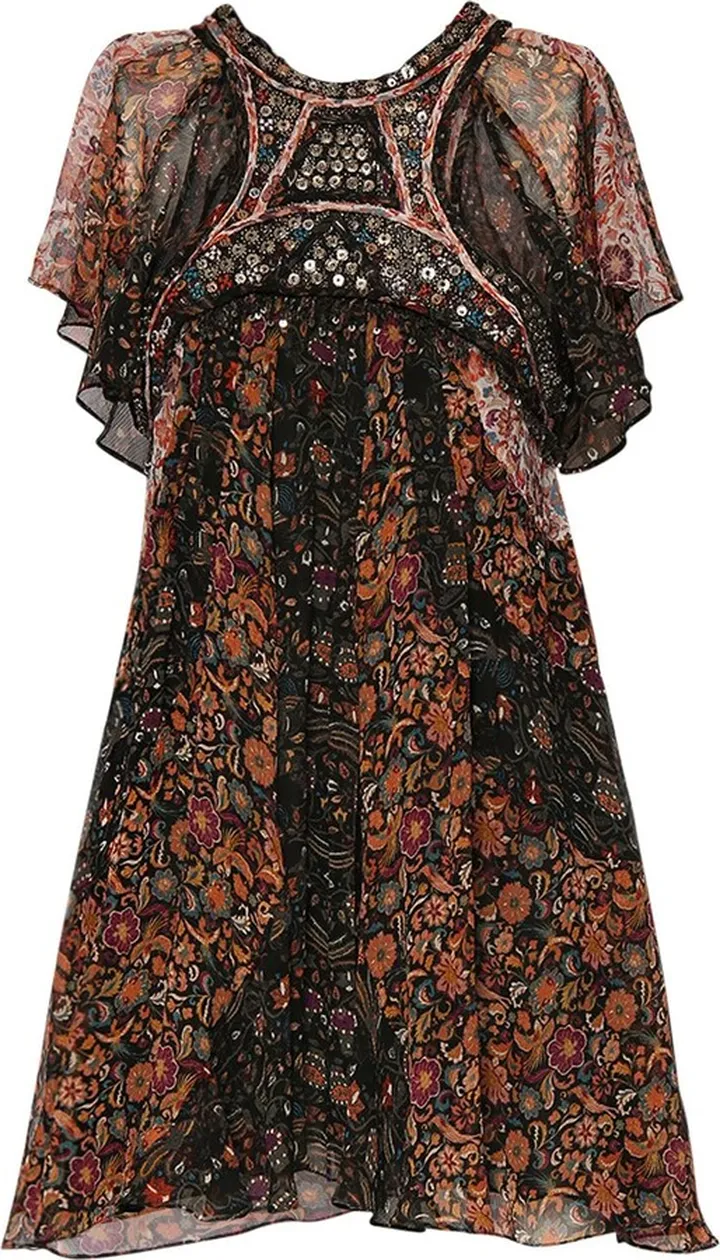 Odile printed silk crepe mini dress
