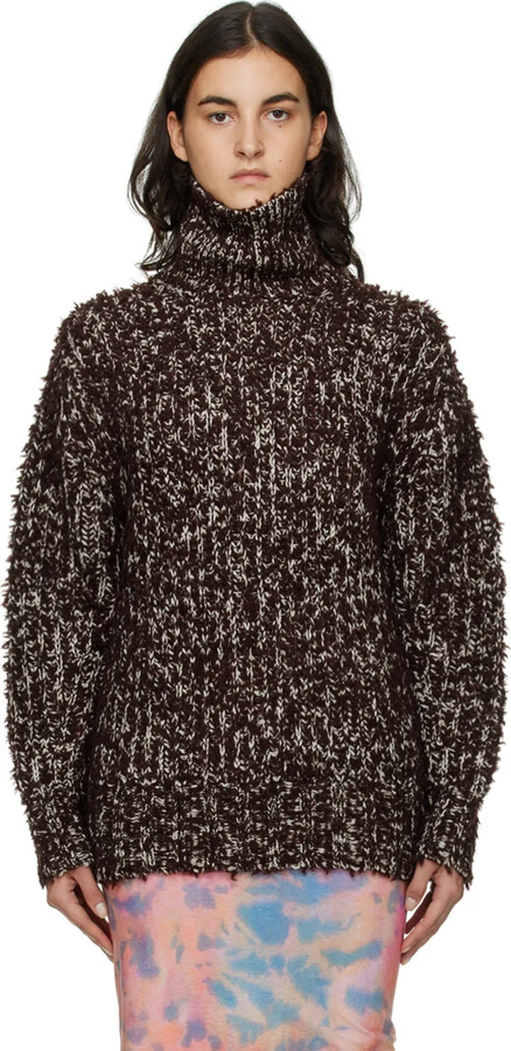 Acne Studios Brown & Off-White Tufted Turtleneck