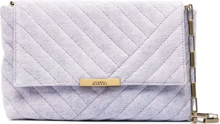 Chevron-Quilted Denim Crossbody Bag