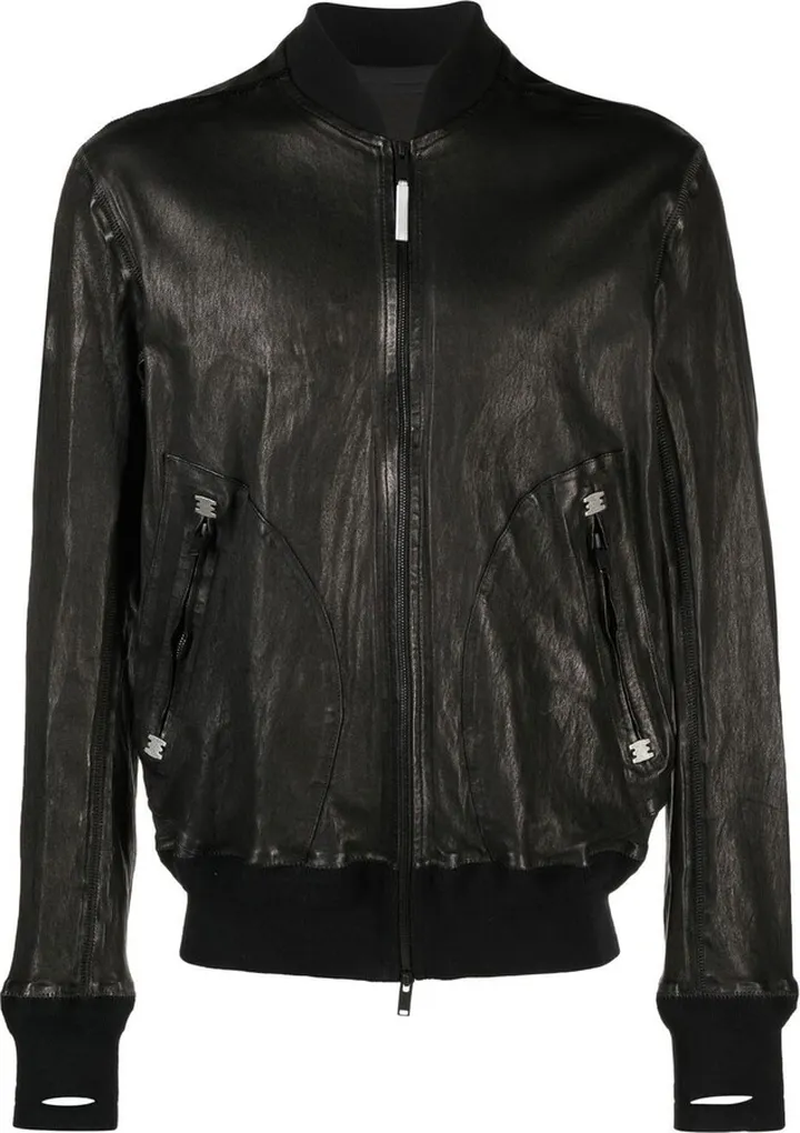 Zip-Detail Leather Jacket