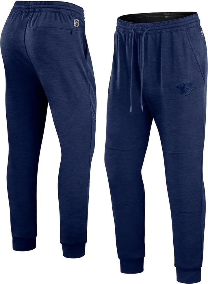 Men's Fanatics Branded Heather Navy Nashville Predators Authentic Pro Road Jogger Sweatpants