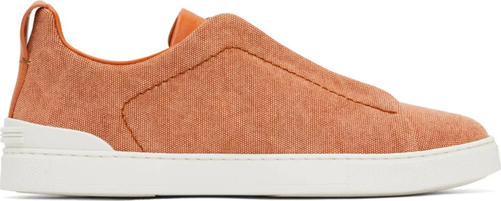 ZEGNA Orange Triple Stitch Sneakers