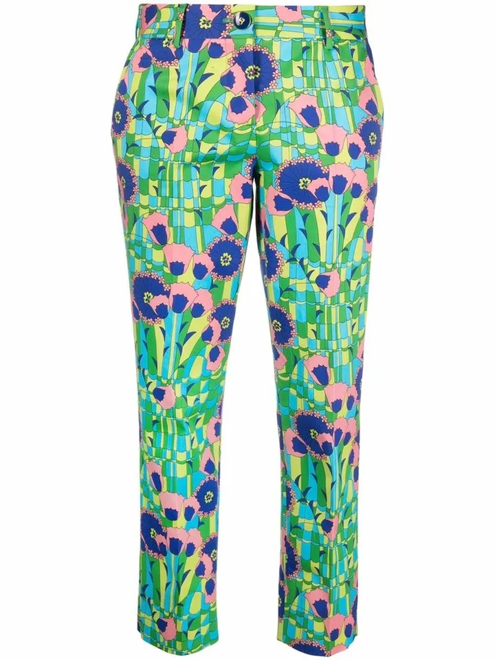 Graphic-Print Cropped Trousers