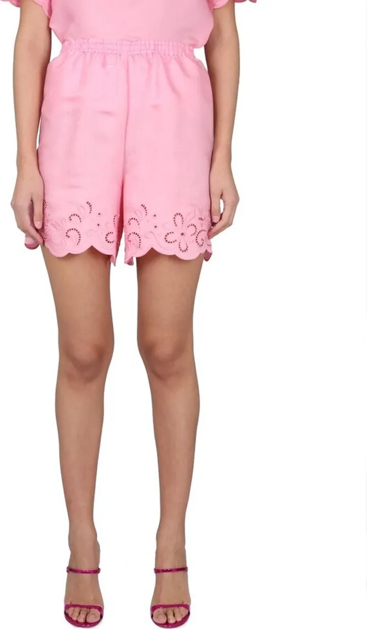Boutique Moschino Embroidered Elastic Waist Shorts