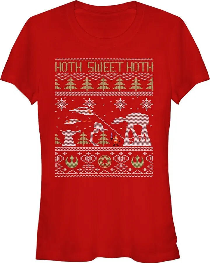 Junior's Star Wars Ugly Christmas Hoth Sweet Hoth T-Shirt - Red - Large