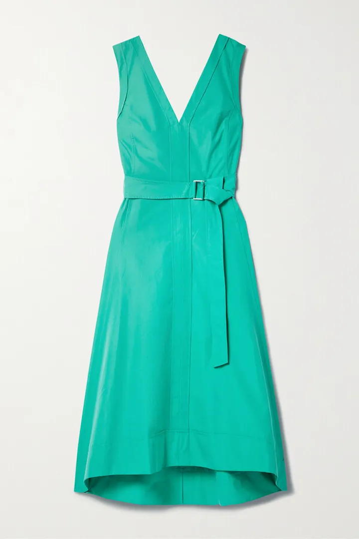3.1 Phillip Lim - Belted Wrap-effect Cotton-blend Poplin Midi Dress - Green