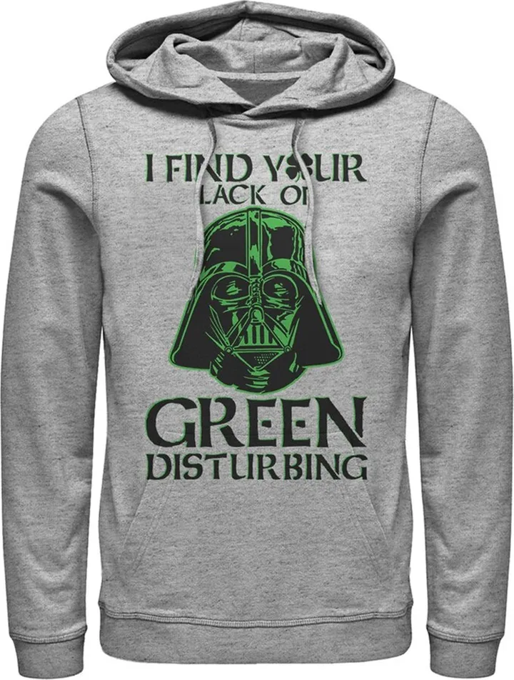 Men's Star Wars St. Patrick's Day Darth Vader I Find your Lack of Green Disturbing Pull Over Hoodie - Athletic Heather - 2X Large