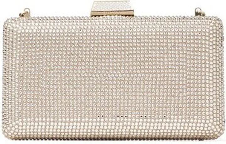 Clemmie Honey Gold Suede Clutch Bag with Crystals