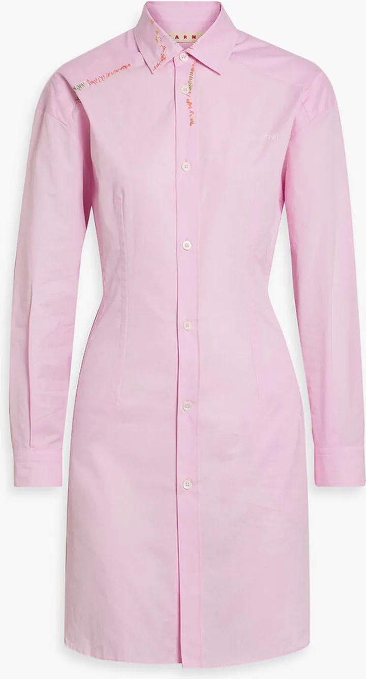 Cotton-poplin mini shirt dress