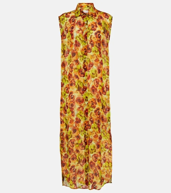 Printed georgette shirt dress