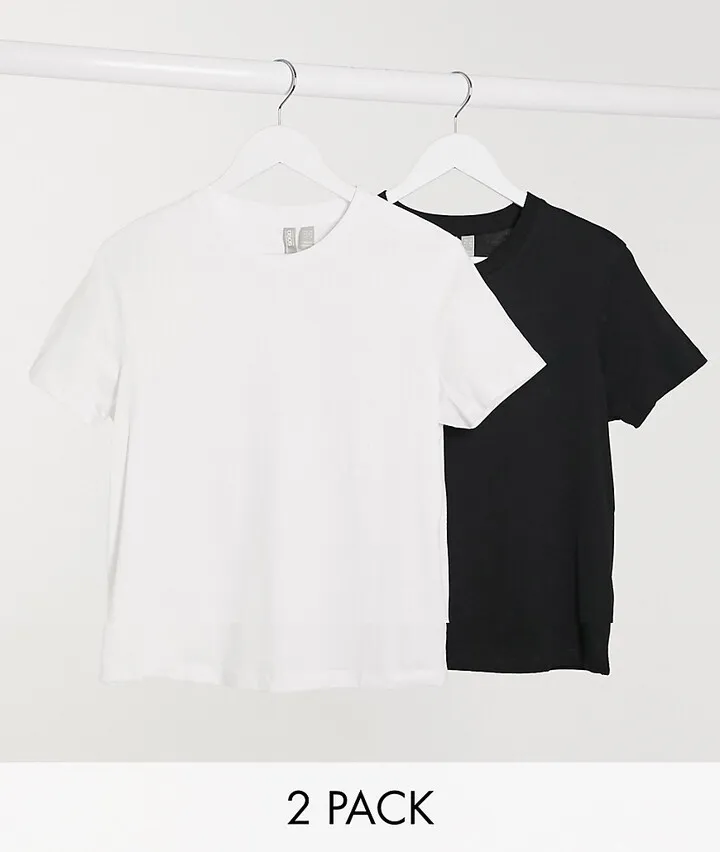 ASOS DESIGN ultimate cotton t-shirt with crew neck 2 pack SAVE in black & white - MULTI