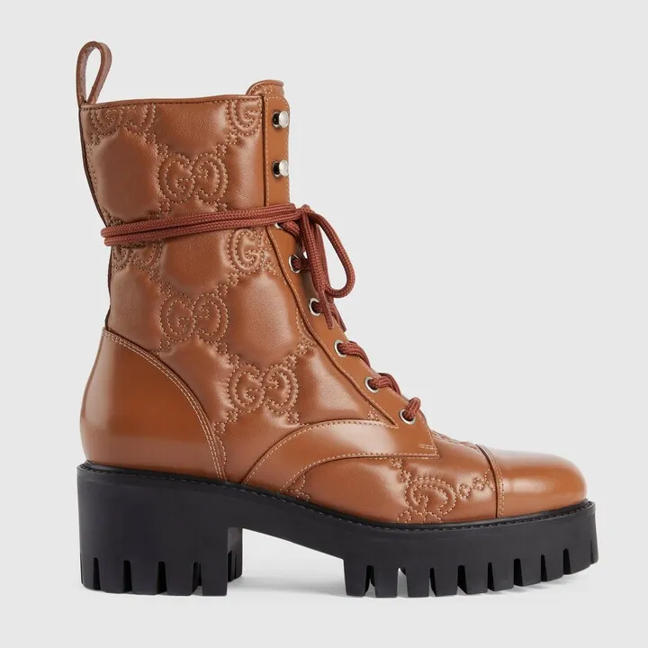 Women's GG Matelassé lace-up boot