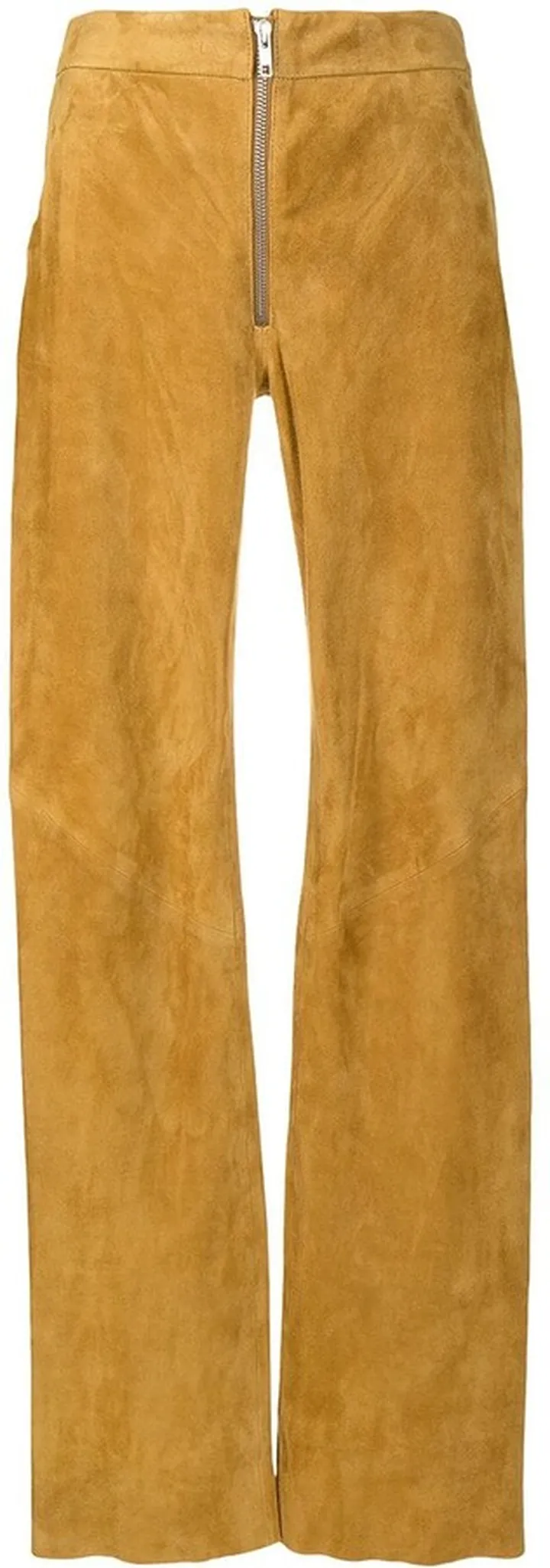 Mid-Rise Suede Straight Leg Trousers