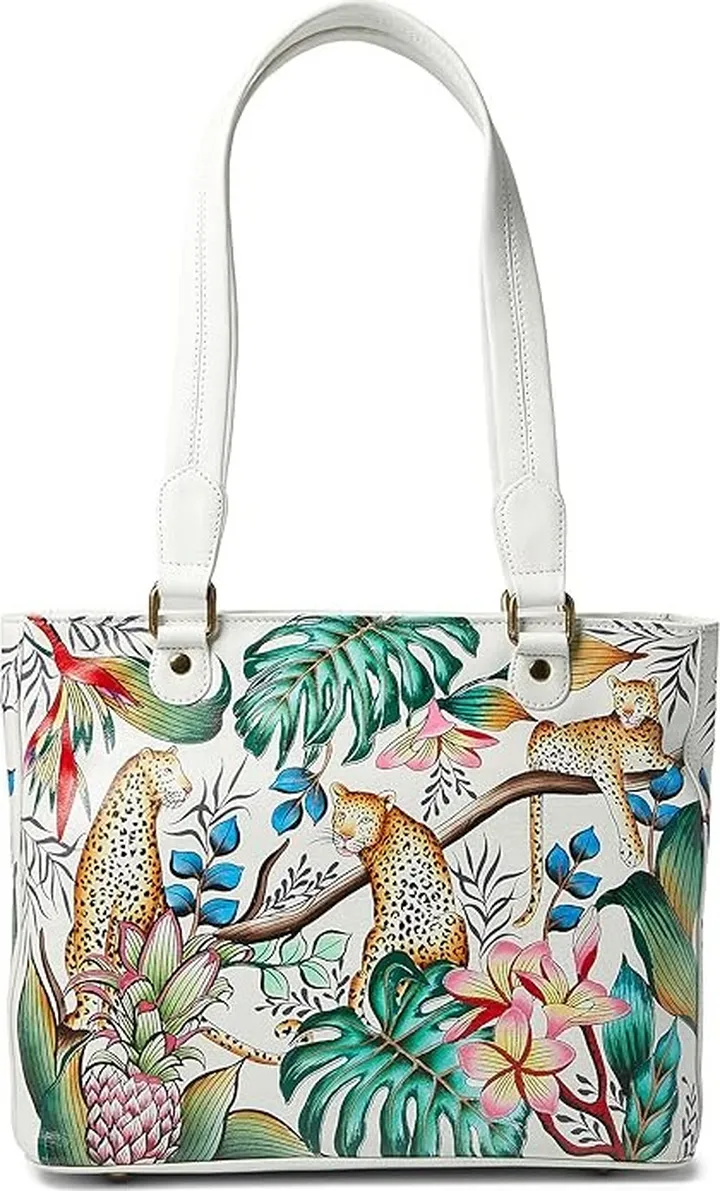 Anuschka Medium Shopper 677 (Jungle Queen Ivory) Handbags