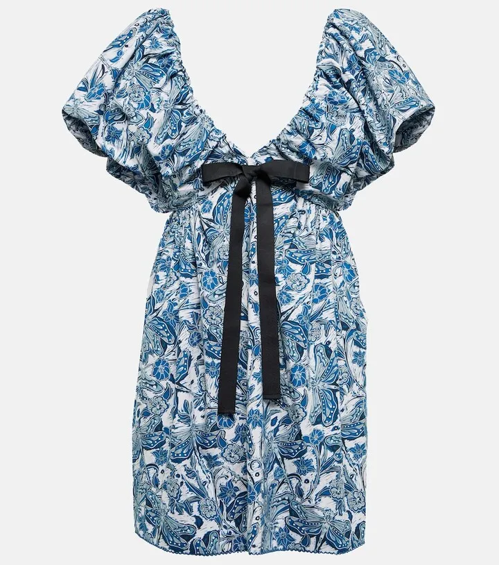 Horizonte printed cotton poplin minidress