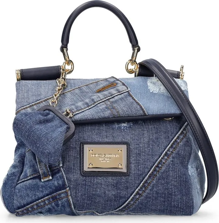 Small Sicily soft denim shoulder bag