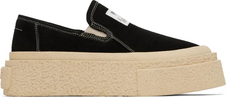 MM6 Maison Margiela Black Platform Slip-On Sneakers