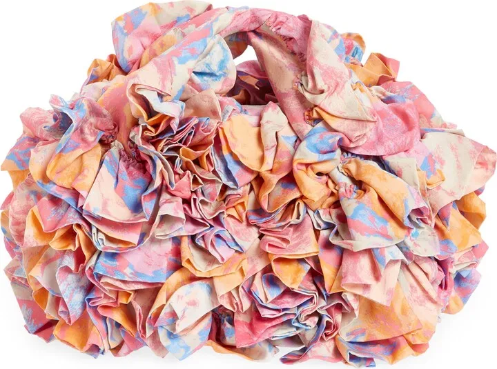 Mini Print Ruffle Crepe Hobo