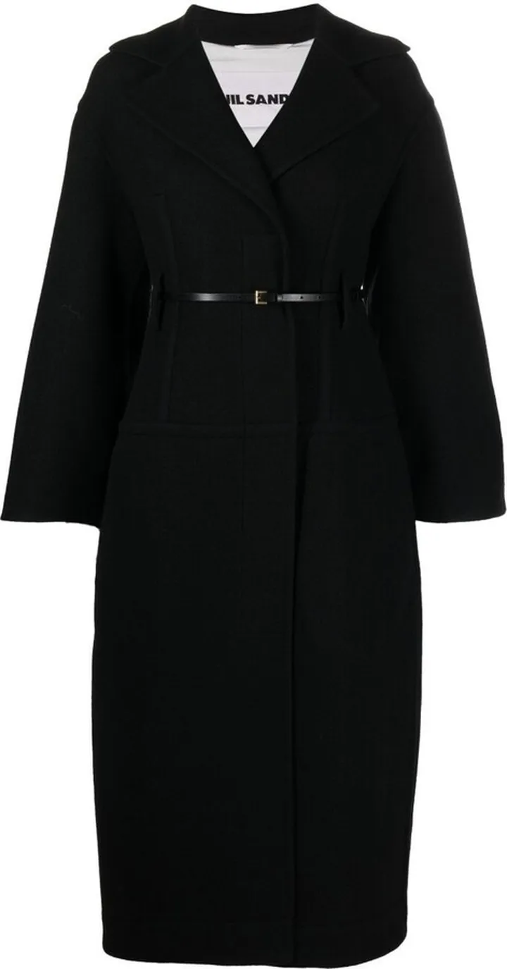 Black Belted Virgin Wool Coat