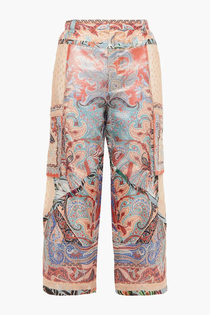 Cropped printed fil coupe silk-blend straight-leg pants