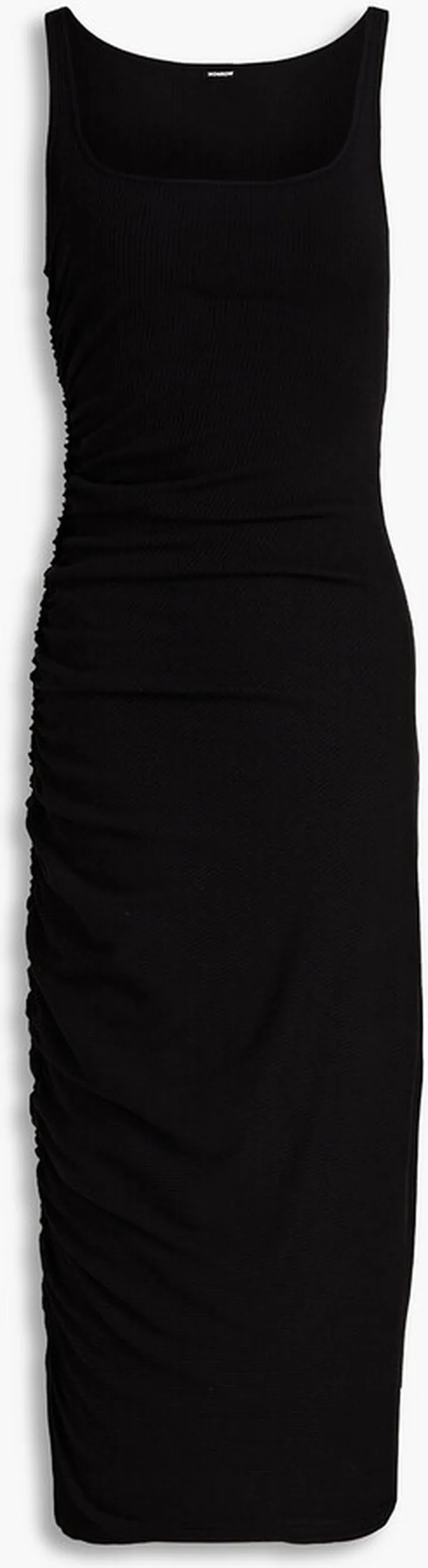 Ruched ribbed stretch-Supima cotton midi dress