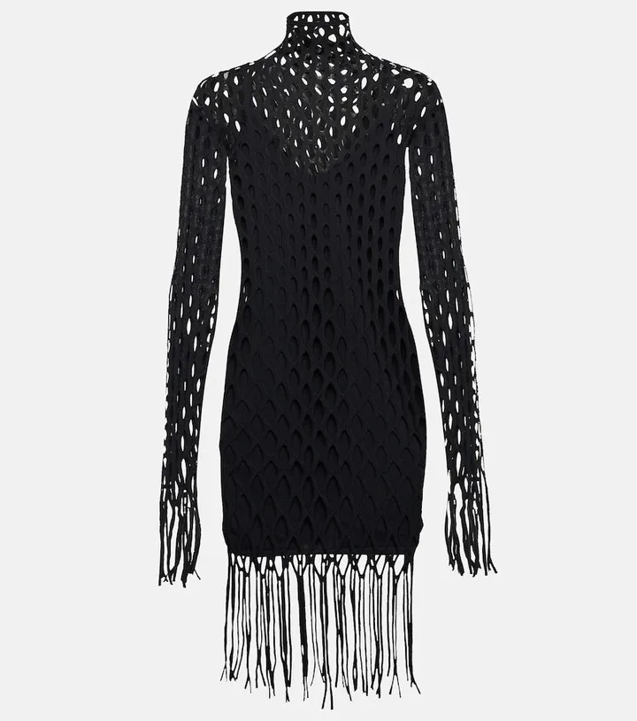 Fishnet high-neck minidress
