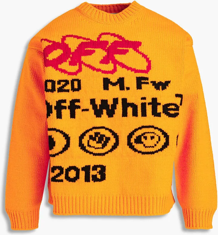Jacquard-knit wool-blend sweater